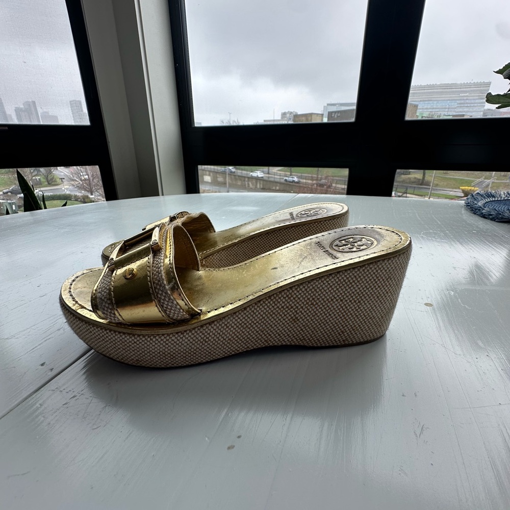 Tory Burch Gold Wedges
